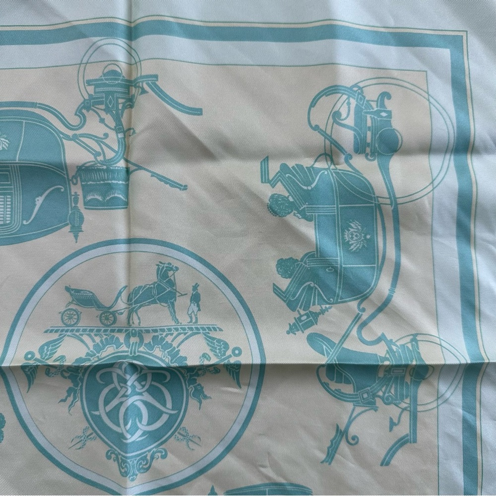 Vintage Authentic Hermes Green Equestrian Square Silk Scarf - Picture 6 of 9